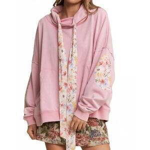 NEW JNNA patchwork floral oversize pullover in pink multi